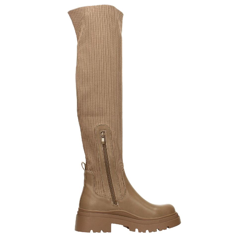 Tata Italia Stivali marroni con tomaia in tessuto elasticizzato. Tacco alto 5cm Vendite Flash