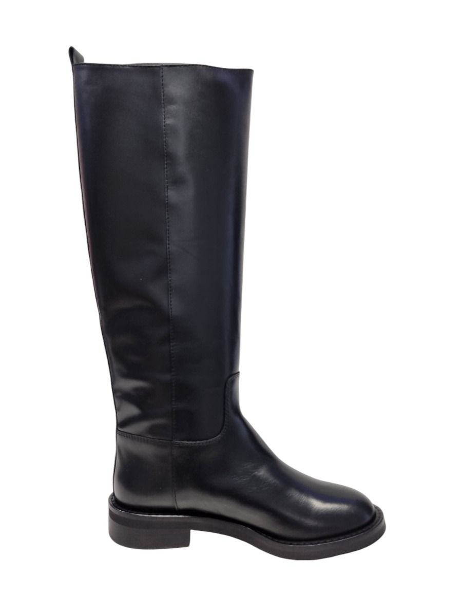 Via Roma 15 Stivale biker pelle nera NO zeppa 4214 - Via Roma 15 Spedizione Gratuita