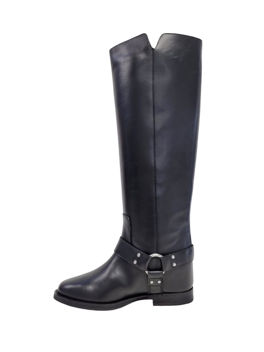 Via Roma 15 Stivale in pelle nera con accessorio 4203 - Via Roma 15 Soddisfazione Garantita