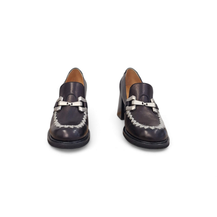 Viola Ricci Carla - Mocassino con tacco - nero Pezzi Unici