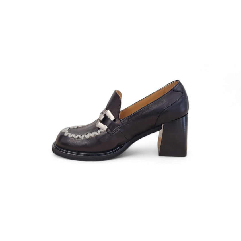 Viola Ricci Carla - Mocassino con tacco - nero Pezzi Unici