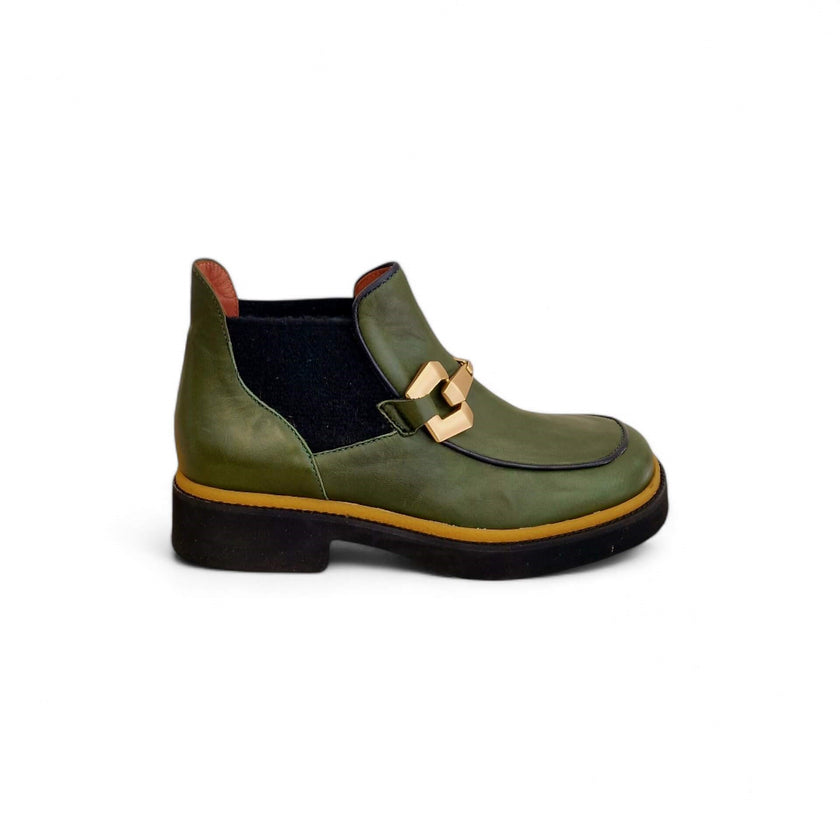 Viola Ricci Alice - Stivaletto beatles pelle verde Qualità Garantita