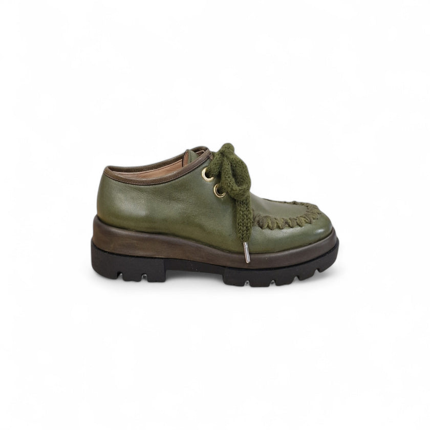 Viola Ricci Gio - Scarpa allacciata verde In Vendita