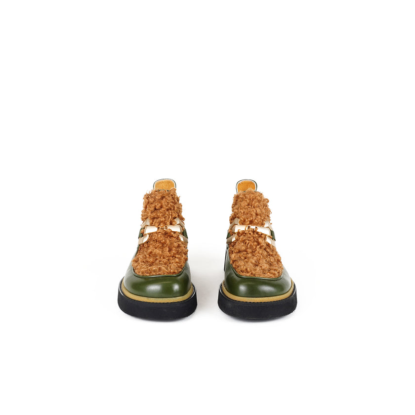 Viola Ricci Alice - Stivaletto in pelle Verde - astrakan miele In Linea
