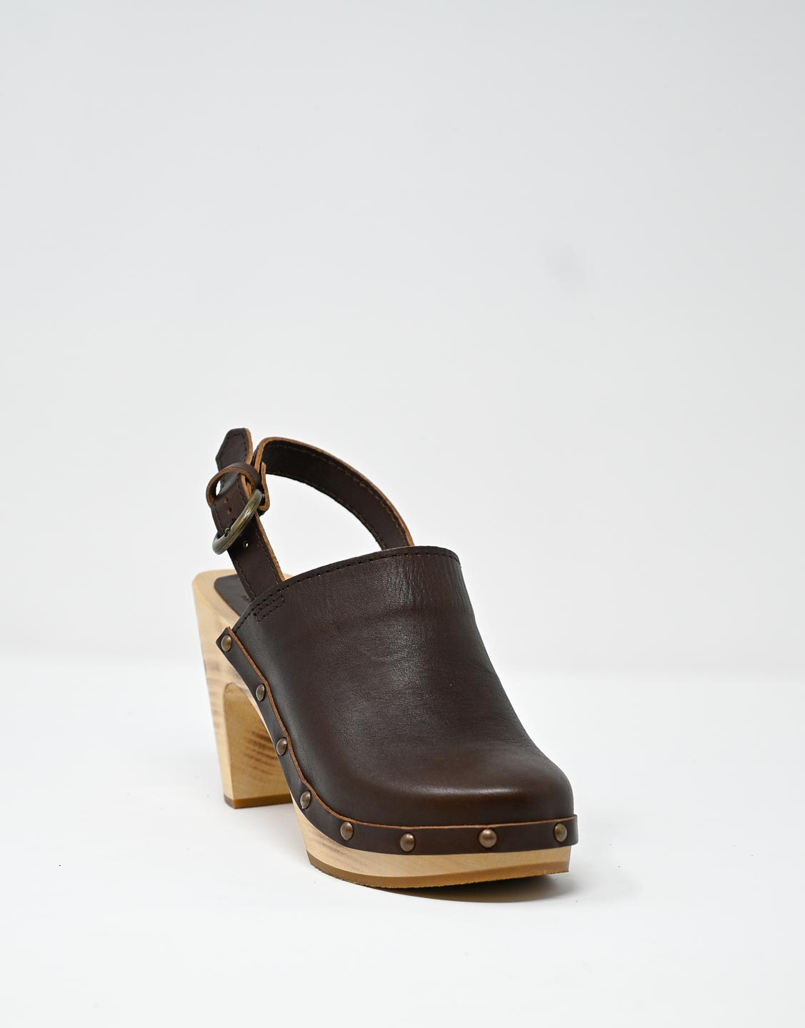Wally Walker zoccolo in pelle dark chestnut Olandflex by astorflex Nuovo