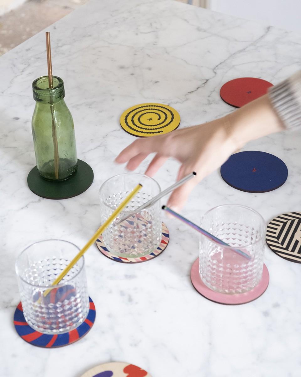 Wood'd FUNKY COASTERS SET Pezzi Unici
