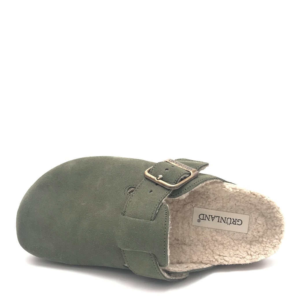 Zulian Calzature Ciabatta Sara shearling oliva Qualità Garantita
