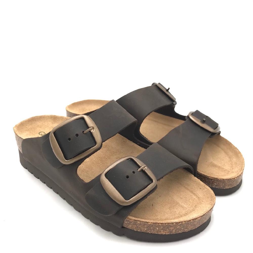 Zulian Calzature Ciabatta Hola doppia fibbia moro Acquista Ora