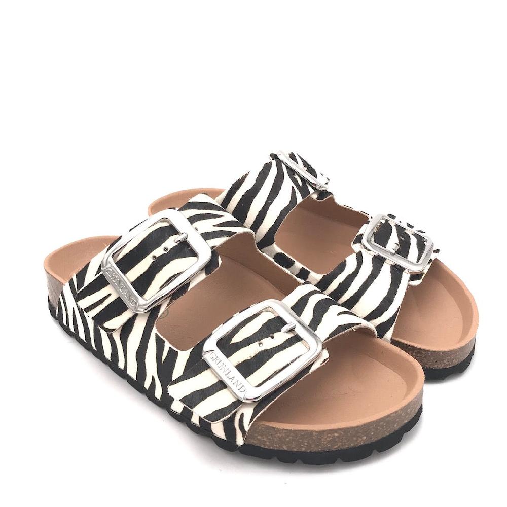 Zulian Calzature Ciabatta Enny doppia fibbia cavallino zebrato Sconto