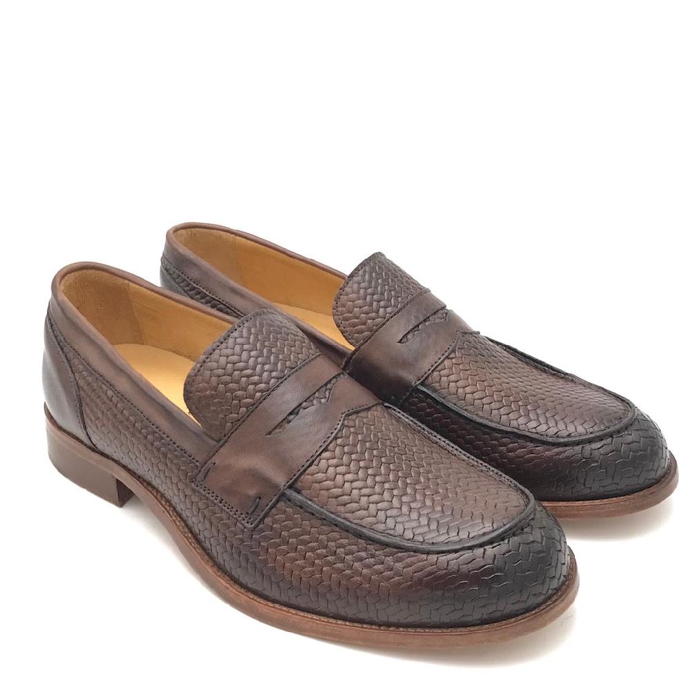 Zulian Calzature Mocassino intrecciato fango Nuovo