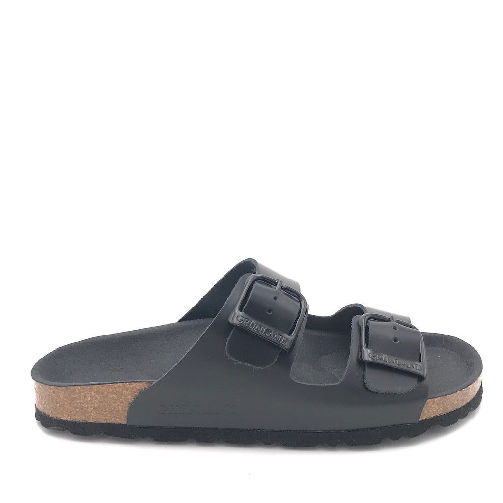 Zulian Calzature Ciabatta Sara doppia fibbia pelle nera Affare Del Giorno