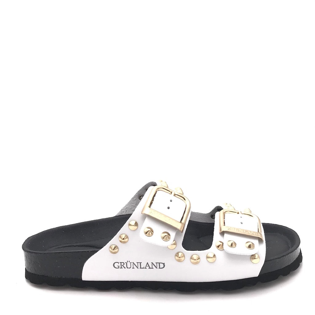 Zulian Calzature Ciabatta Sara doppia fibbia bianca borchie Sconto
