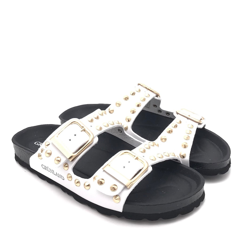 Zulian Calzature Ciabatta Sara doppia fibbia bianca borchie Sconto