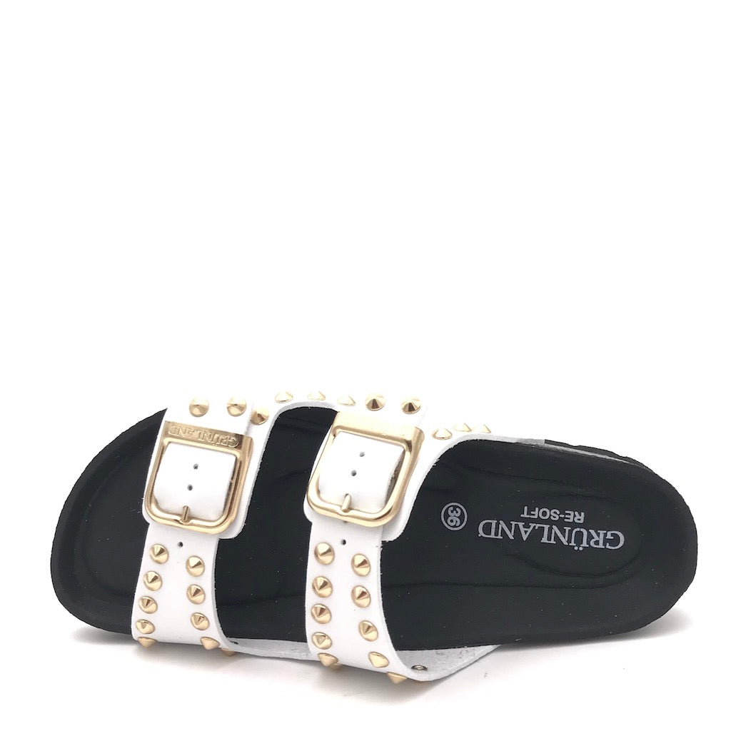 Zulian Calzature Ciabatta Sara doppia fibbia bianca borchie Sconto