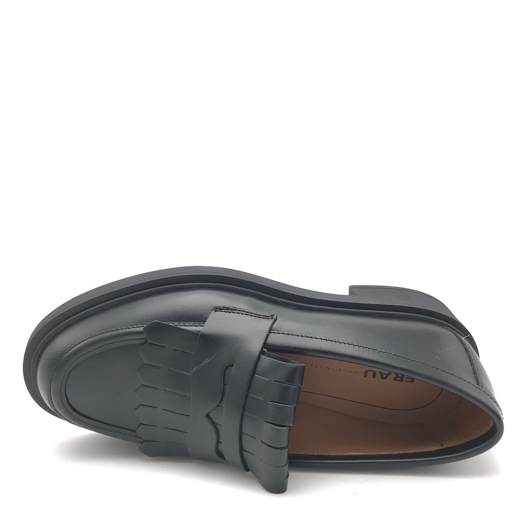 Zulian Calzature Mocassino college frangia in pelle nera Negozi Online