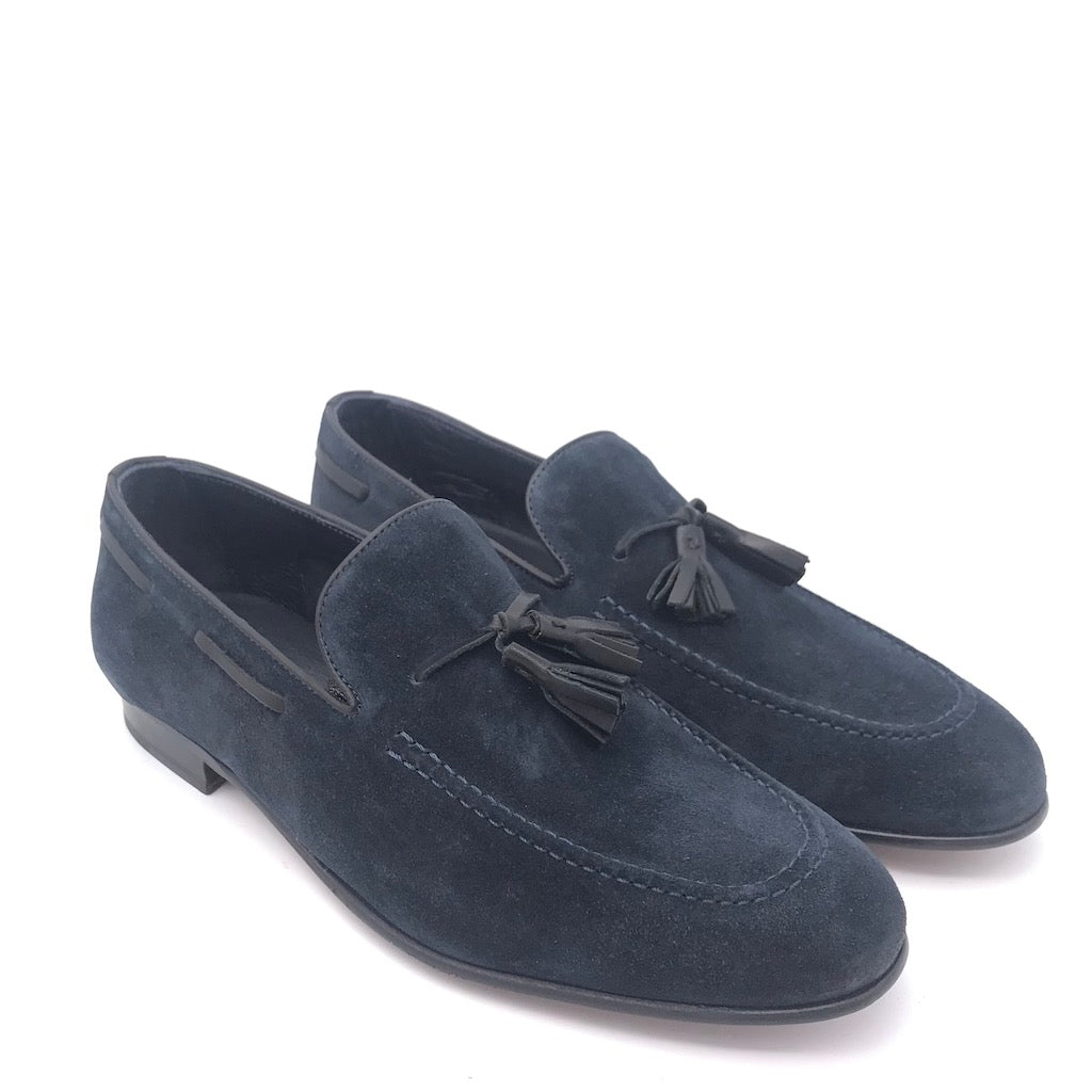 Zulian Calzature Mocassino nappine in velour blu Qualità Garantita