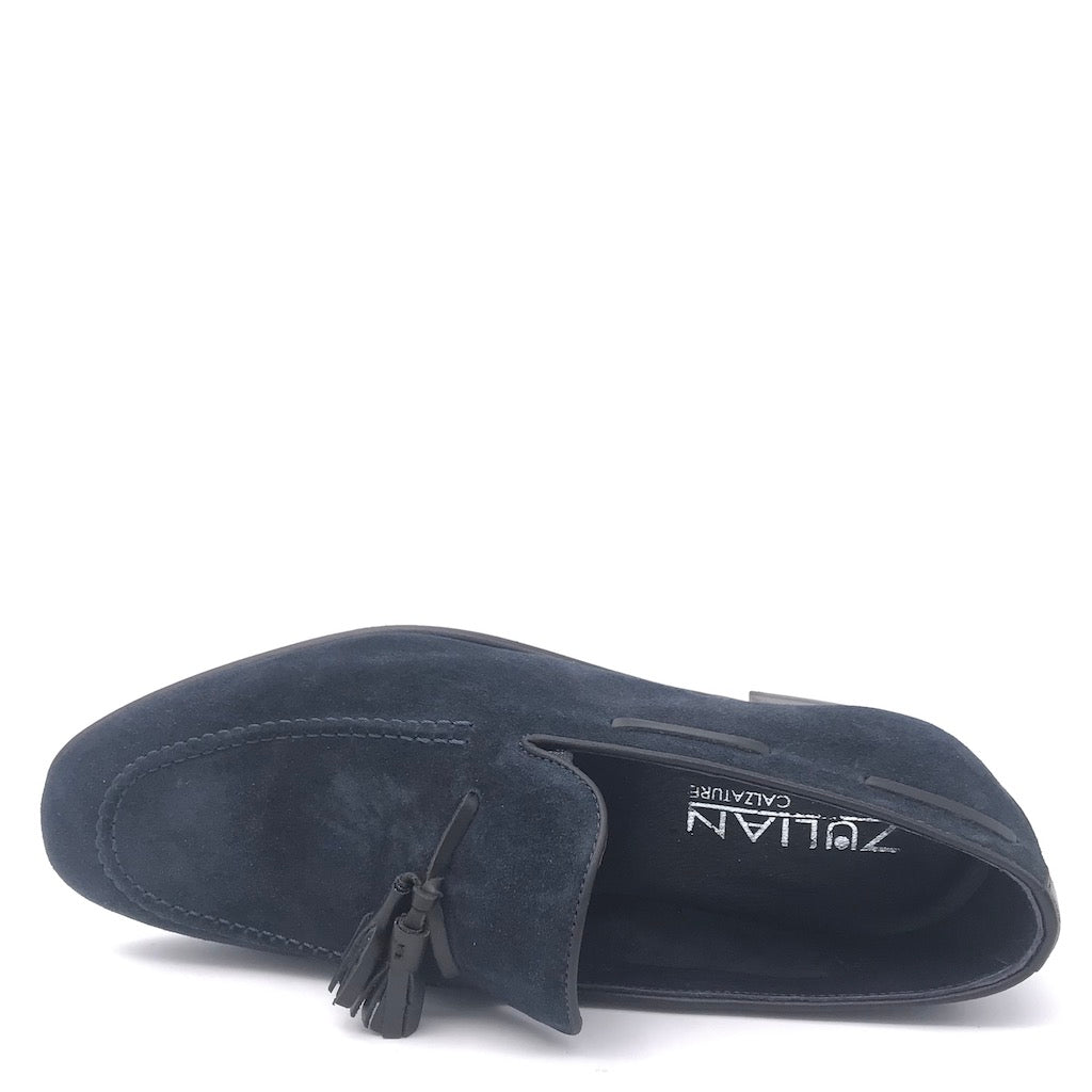 Zulian Calzature Mocassino nappine in velour blu Qualità Garantita