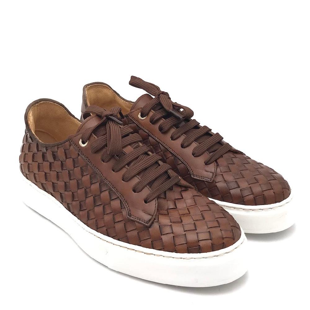 Zulian Calzature Sneakers intrecciata cuoio In Vendita