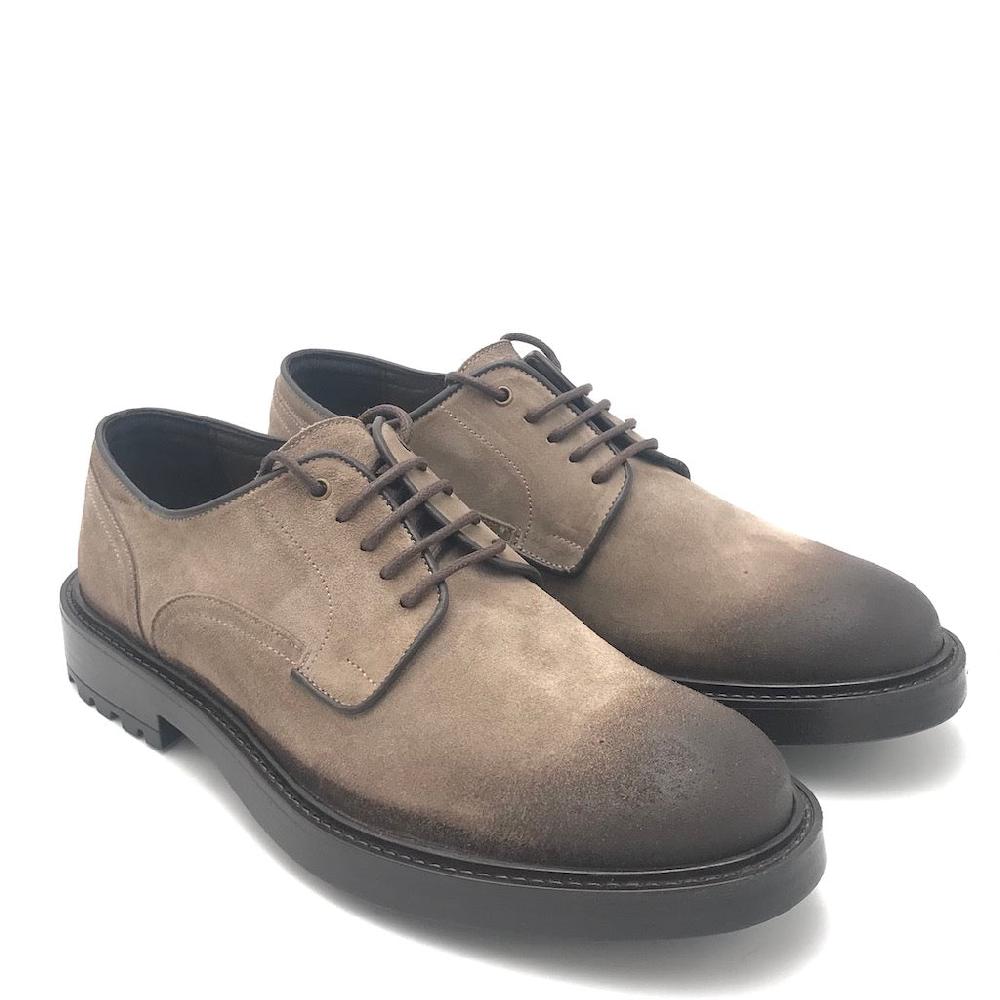 Zulian Calzature Allacciata in crosta anticata taupe Grandi sconti