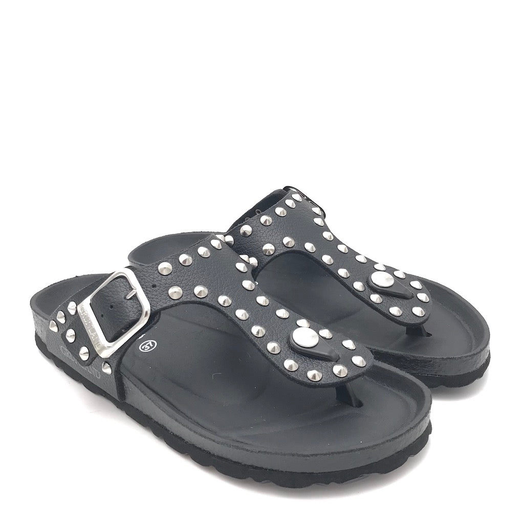 Zulian Calzature Ciabatta Sara infradito nera borchie Rilascio limitato