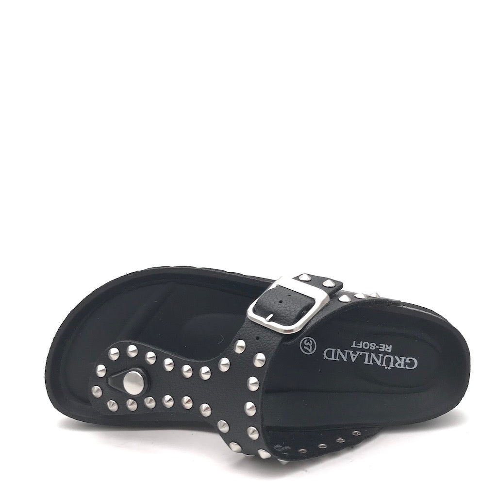 Zulian Calzature Ciabatta Sara infradito nera borchie Rilascio limitato