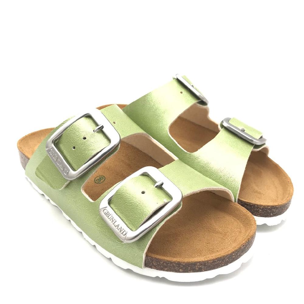Zulian Calzature Ciabatta Sara doppia fibbia verde 50% di sconto con spedizione gratuita