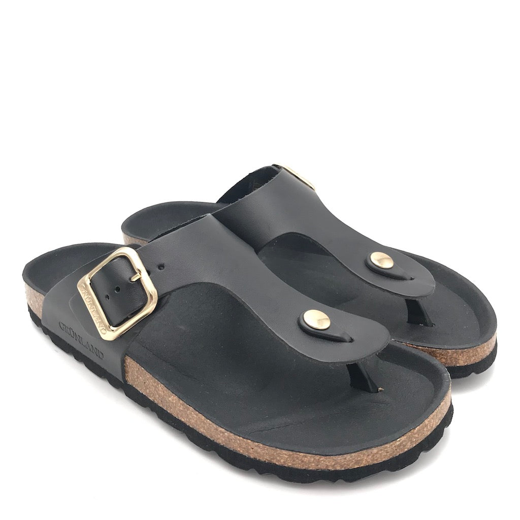Zulian Calzature Ciabatta Sara infradito pelle nera Esporta salva