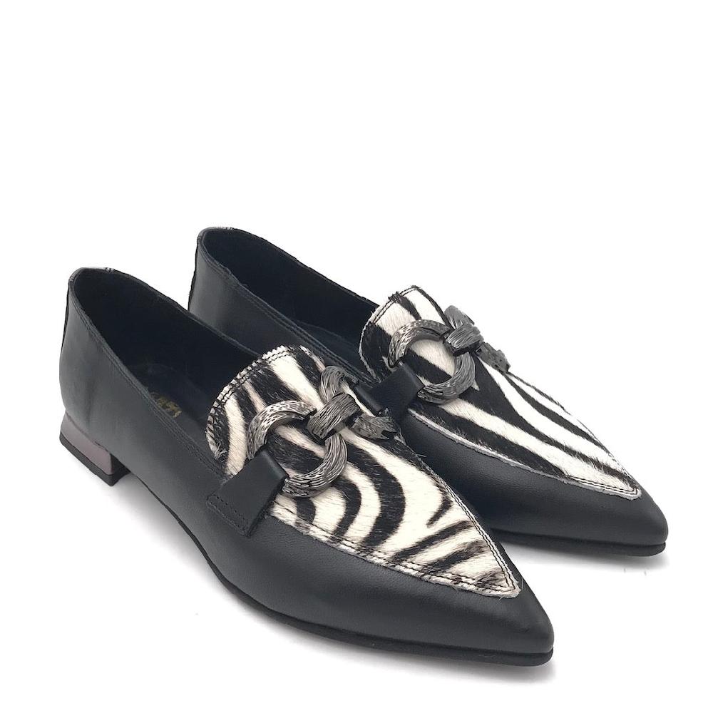 Zulian Calzature Mocassino zebra pelle nera Novità