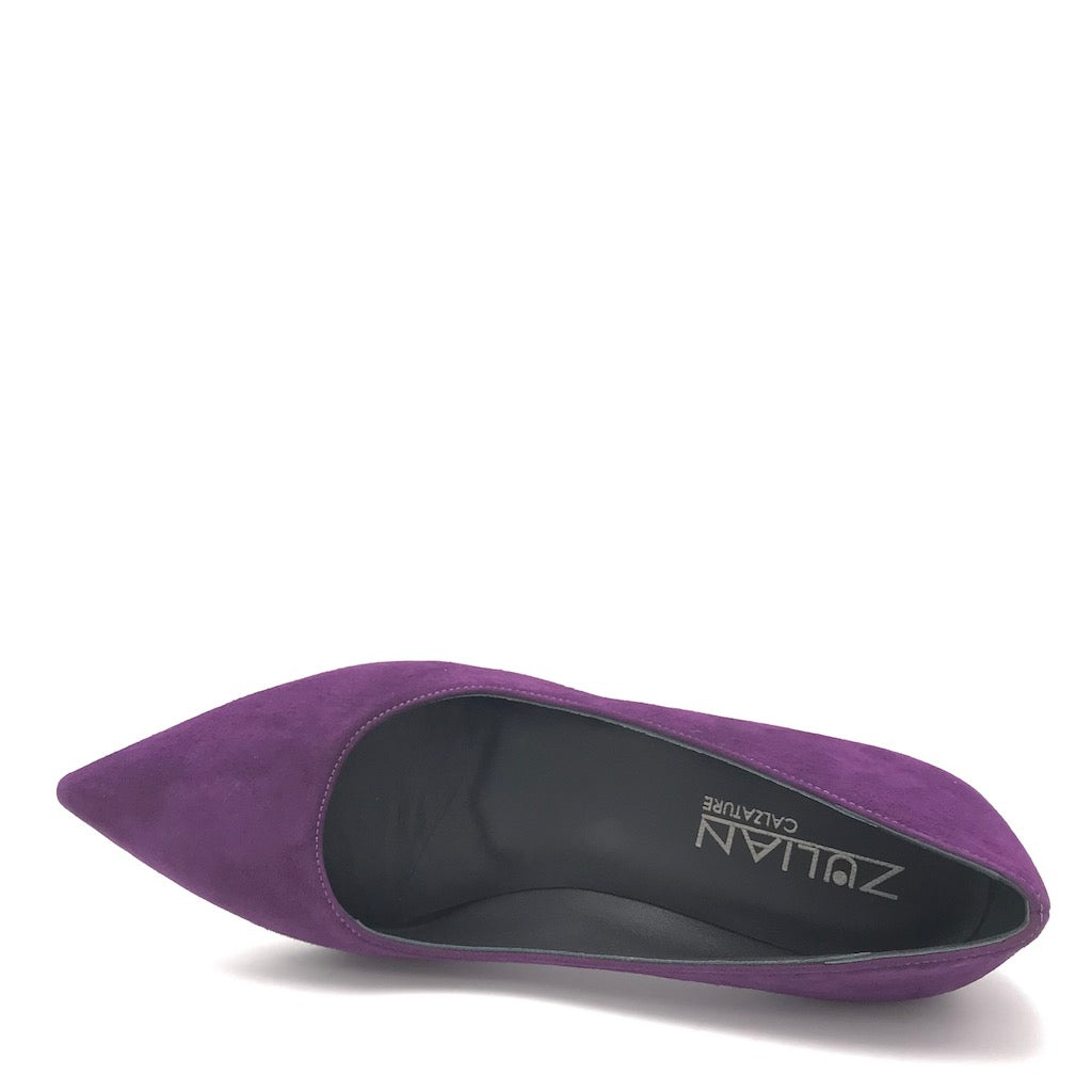 Zulian Calzature Decolletè Lory in camoscio viola Prezzo di fabbrica