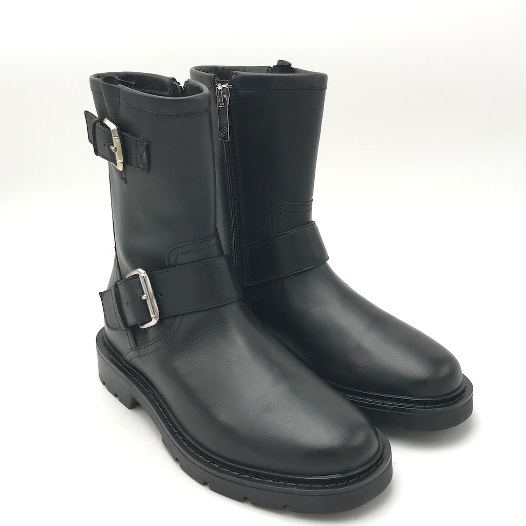 Zulian Calzature Biker in pelle nera Negozio