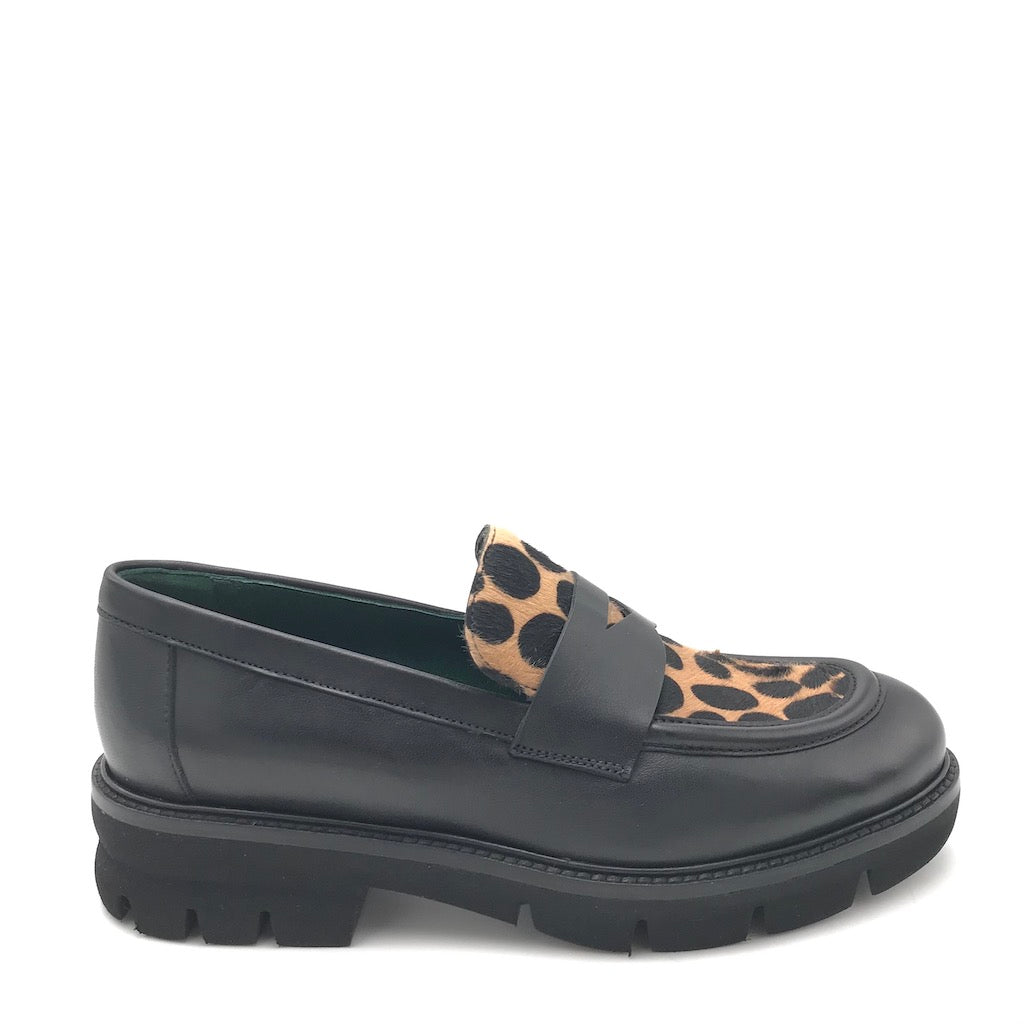 Zulian Calzature Mocassino nero cavallino animalier Black Friday