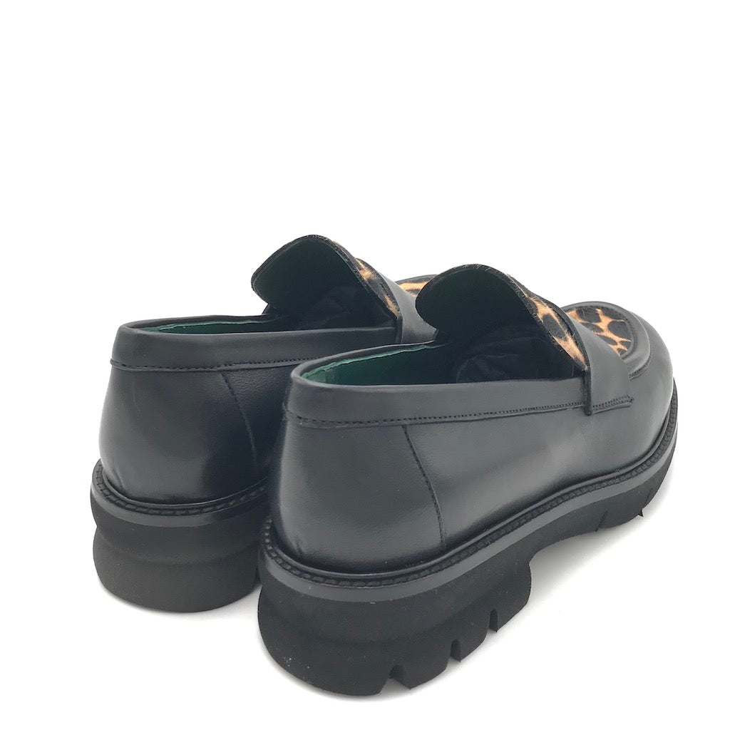 Zulian Calzature Mocassino nero cavallino animalier Black Friday