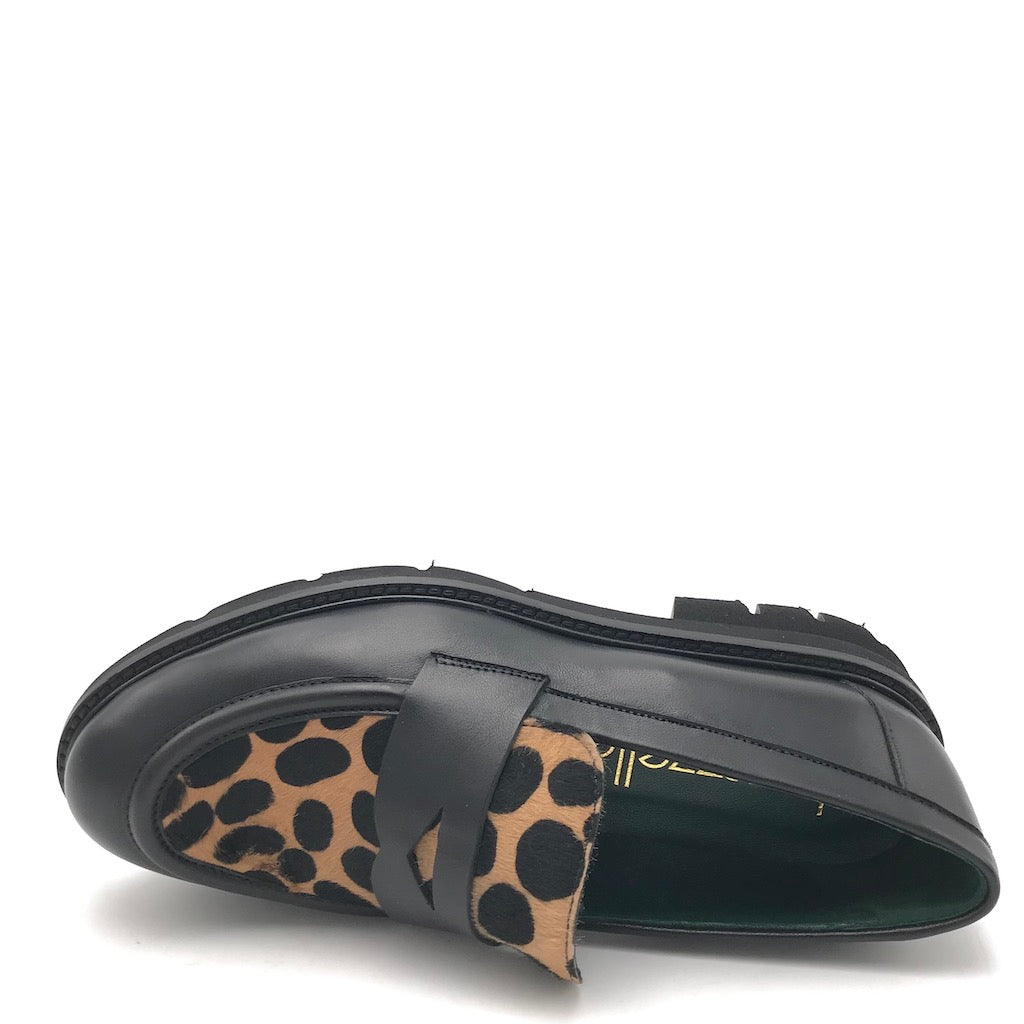 Zulian Calzature Mocassino nero cavallino animalier Black Friday
