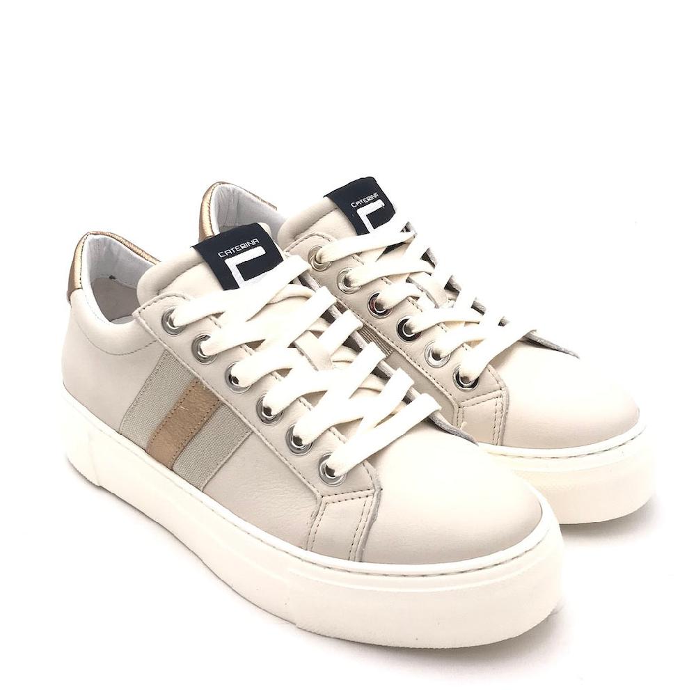 Zulian Calzature Sneakers in pelle beige Vendita calda