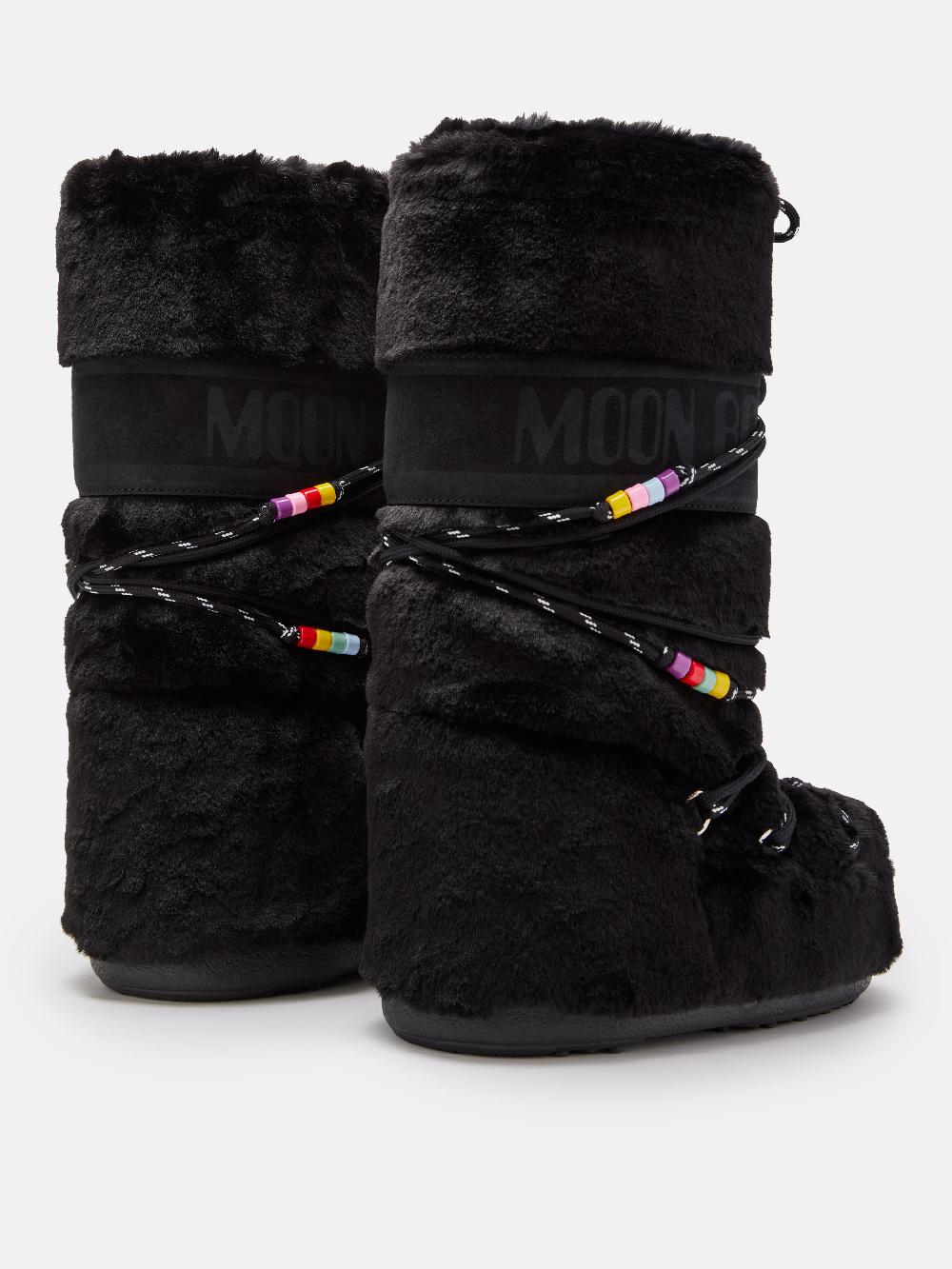 Moon Boot ICON FAUX-FUR BEADS NERO Convenienza
