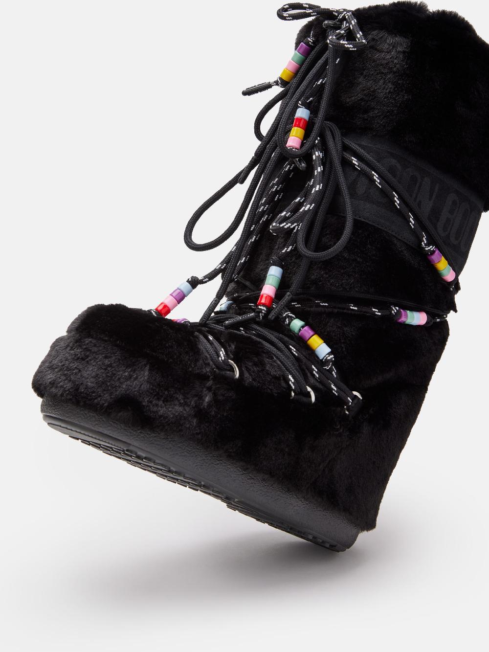 Moon Boot ICON FAUX-FUR BEADS NERO Convenienza