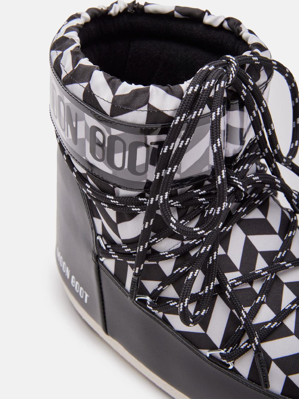 Moon Boot ICON LOW NERO CON STAMPA OPTICAL Consegna Veloce