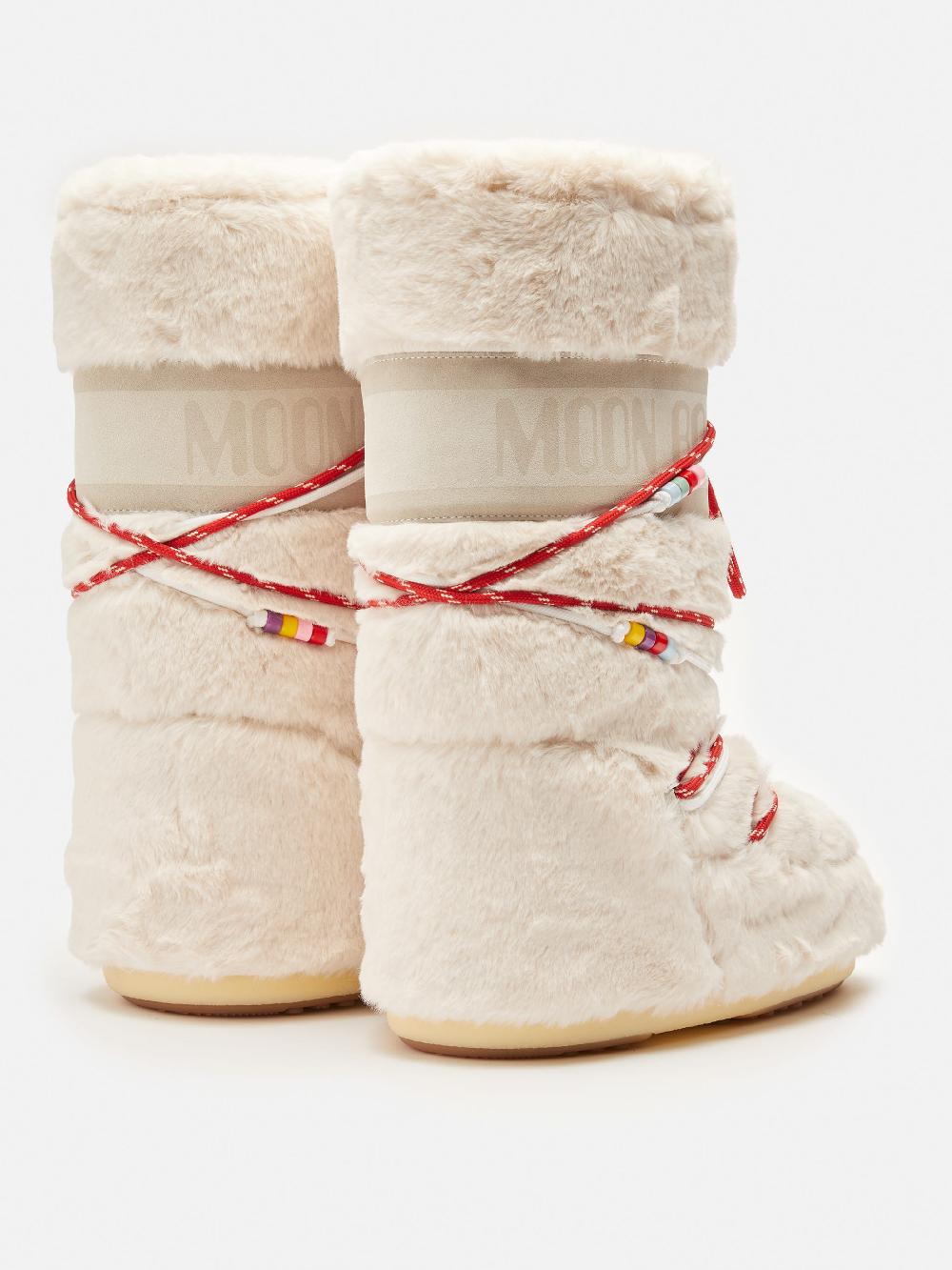 Moon Boot ICON FAUX-FUR BEADS PANNA Promozione Limitata