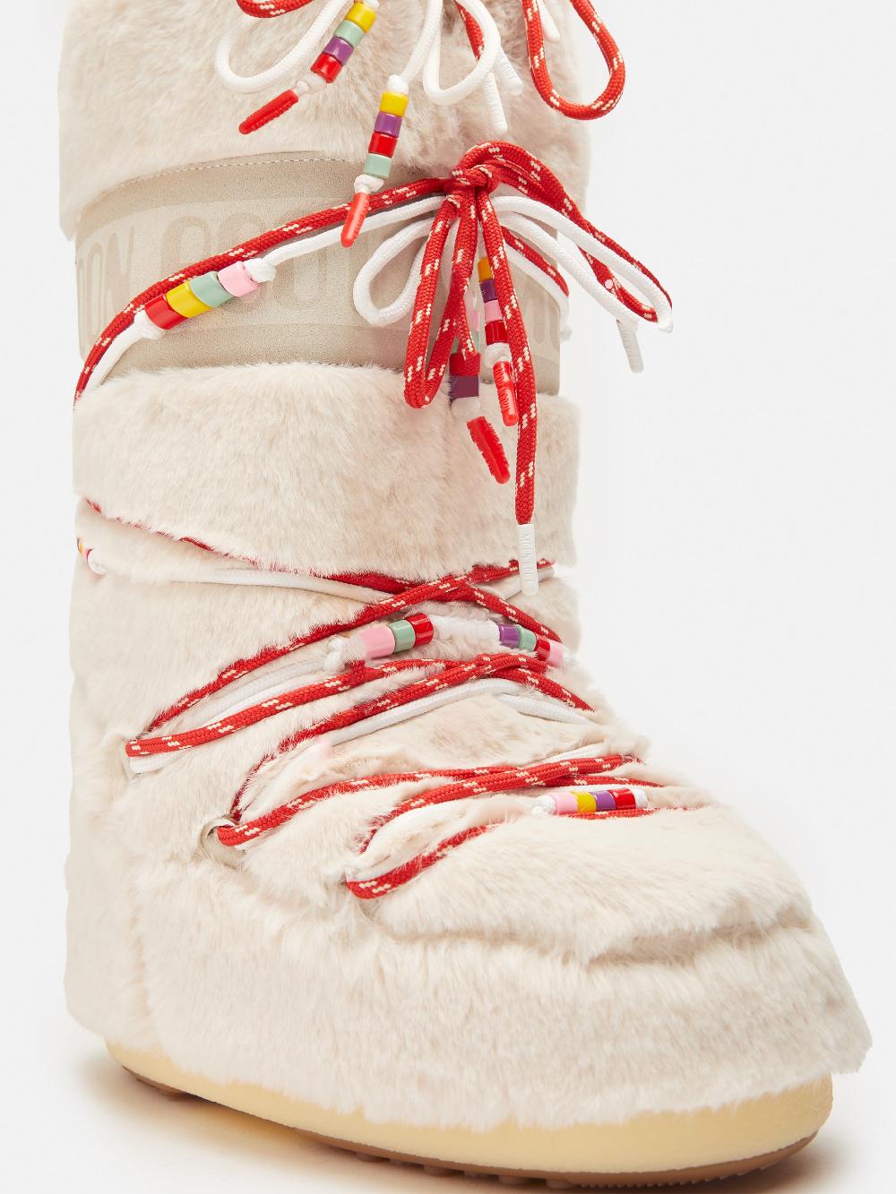 Moon Boot ICON FAUX-FUR BEADS PANNA Promozione Limitata