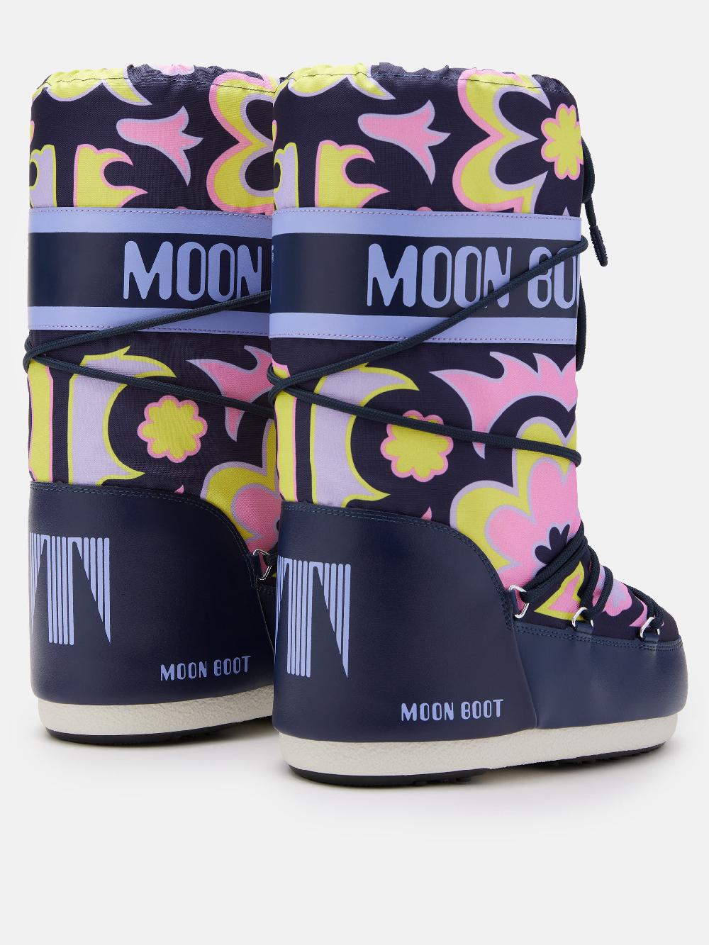 Moon Boot ICON BLU CON MOTIVO FLOREALE In Vendita