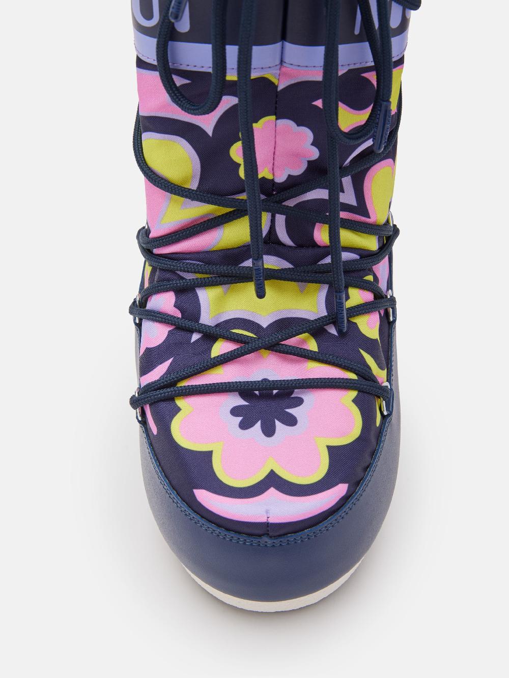 Moon Boot ICON BLU CON MOTIVO FLOREALE In Vendita