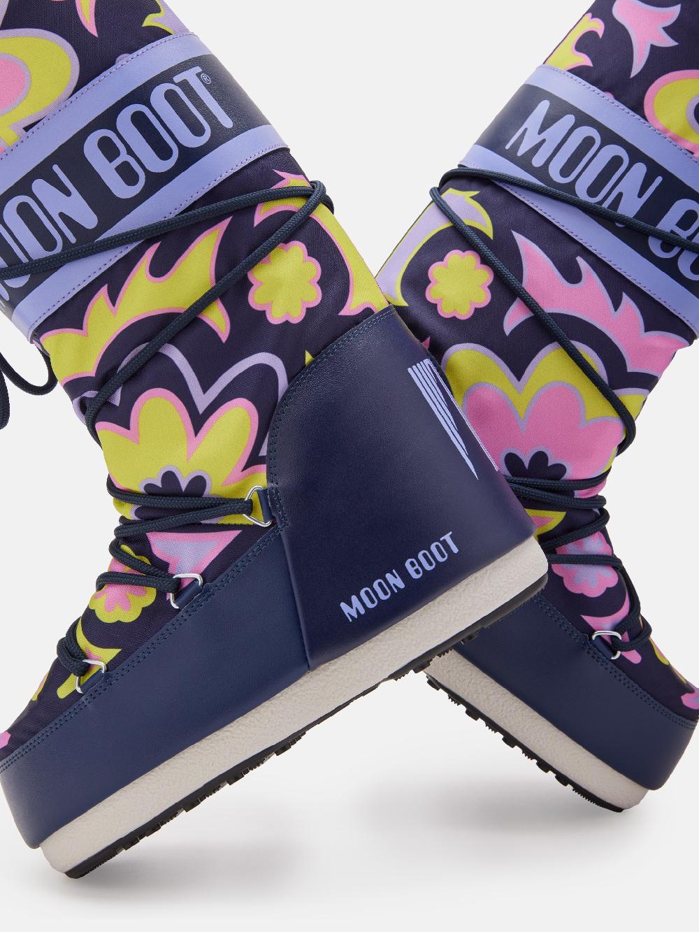 Moon Boot ICON BLU CON MOTIVO FLOREALE In Vendita