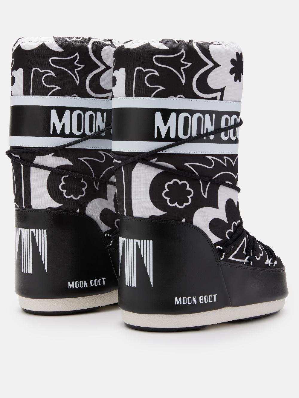 Moon Boot ICON NERO CON MOTIVO FLOREALE Offerte
