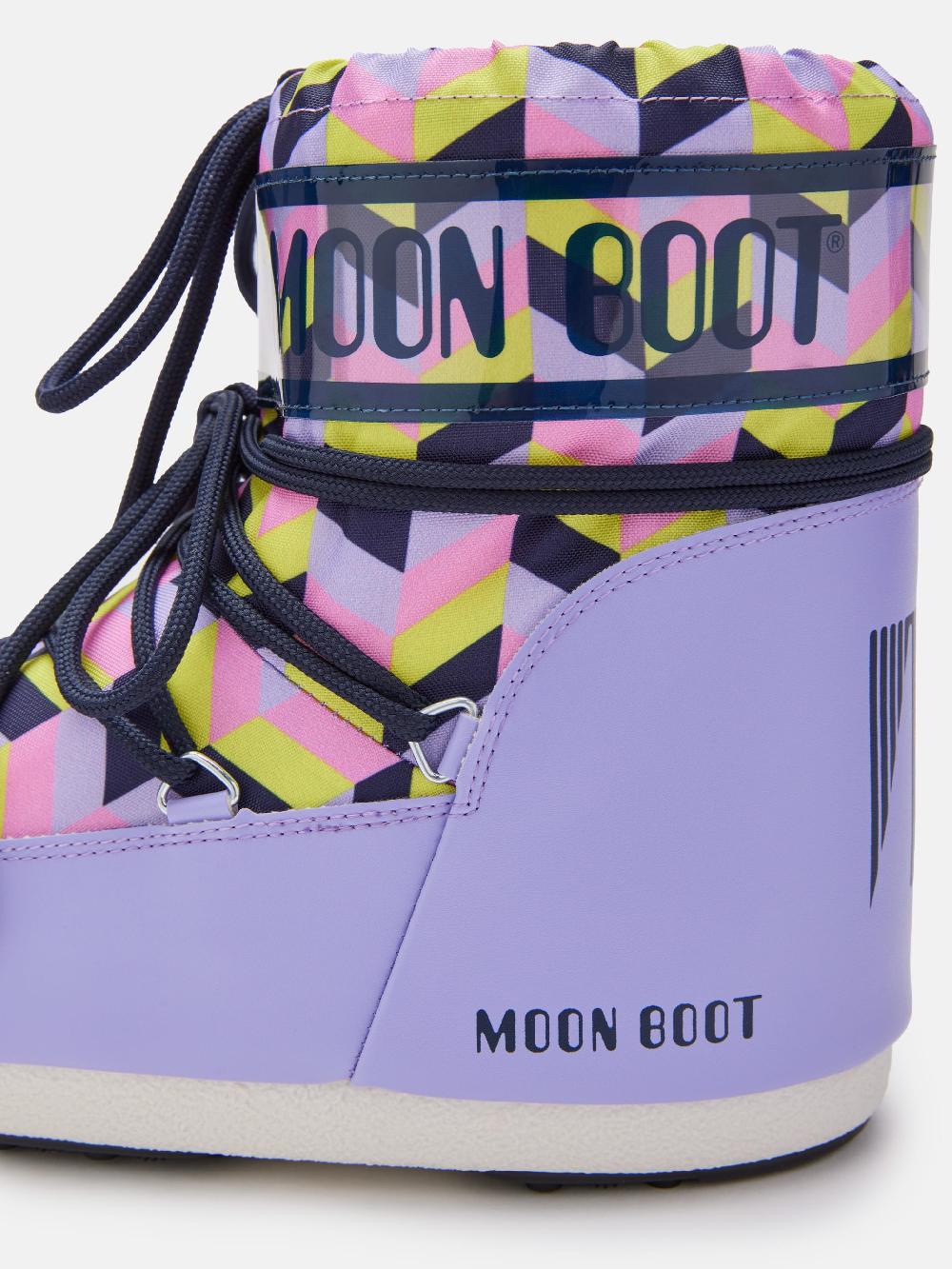 Moon Boot ICON LOW LILLA CON STAMPA OPTICAL Vendita Calda