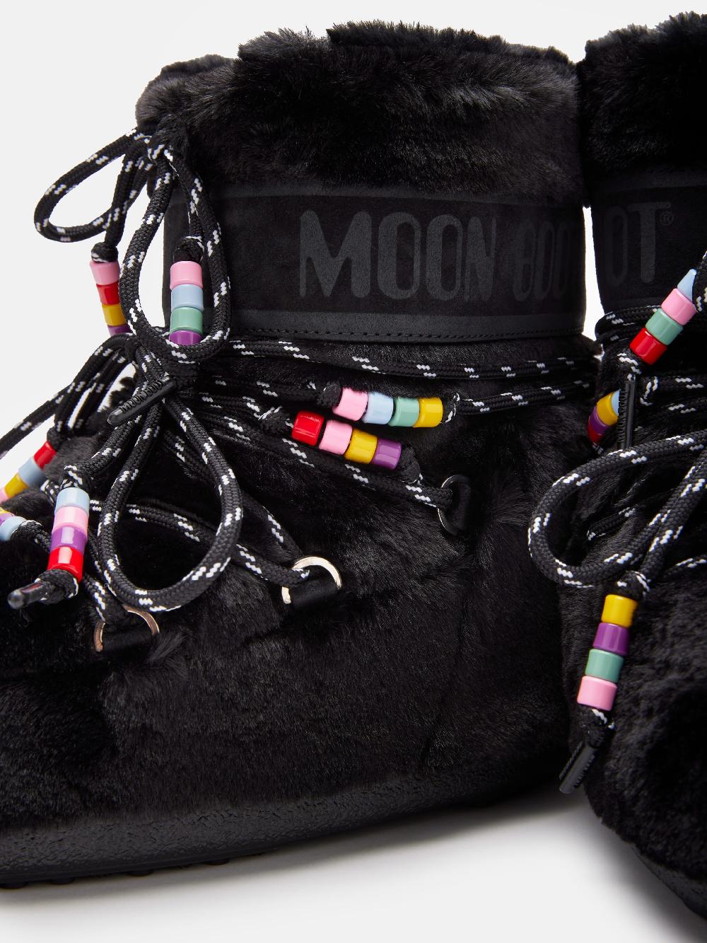 Moon Boot ICON LOW FAUX-FUR BEADS NERO Saldi Di Fabbrica