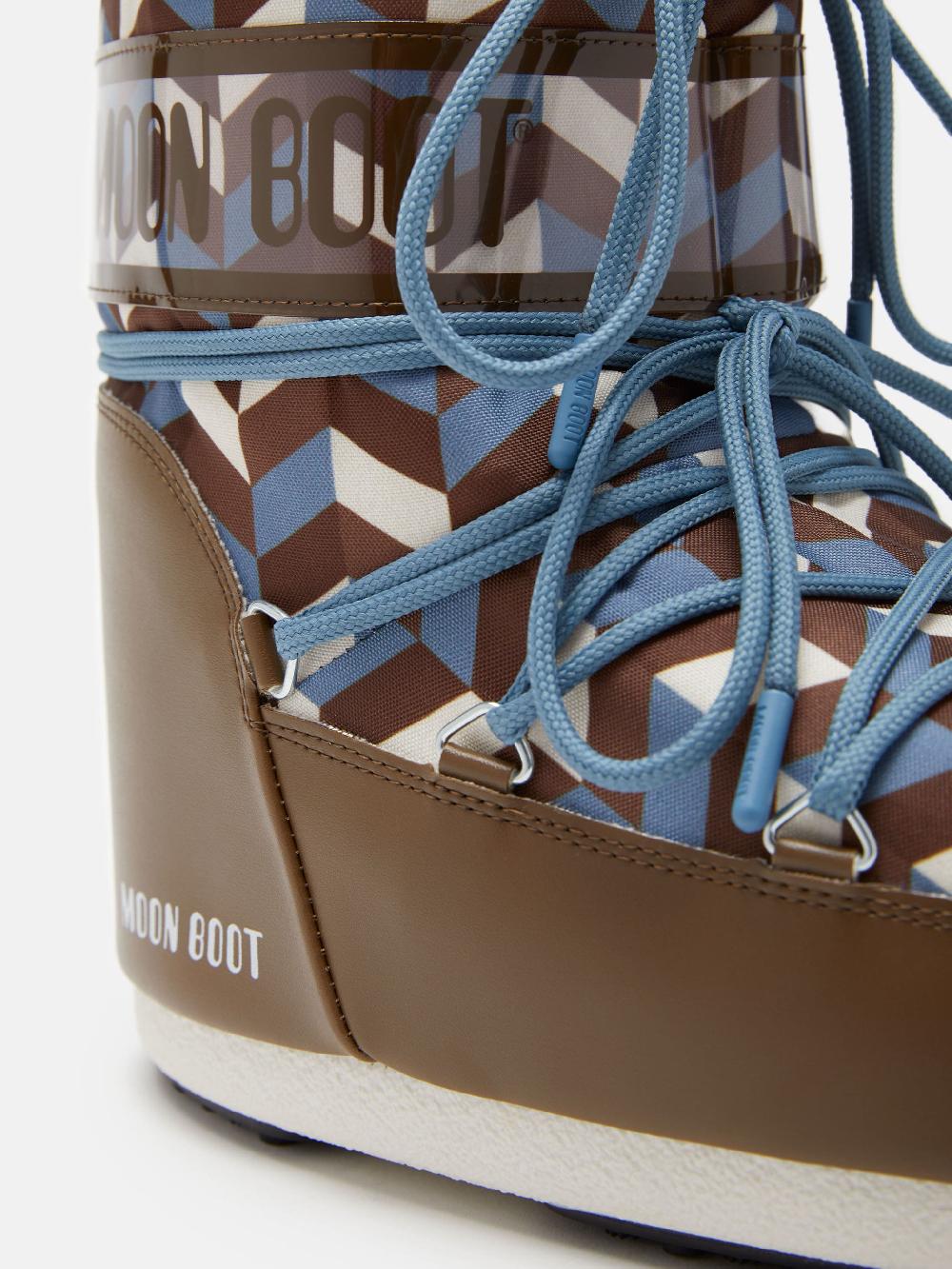 Moon Boot ICON LOW MARRONE CON STAMPA OPTICAL Qualità Garantita