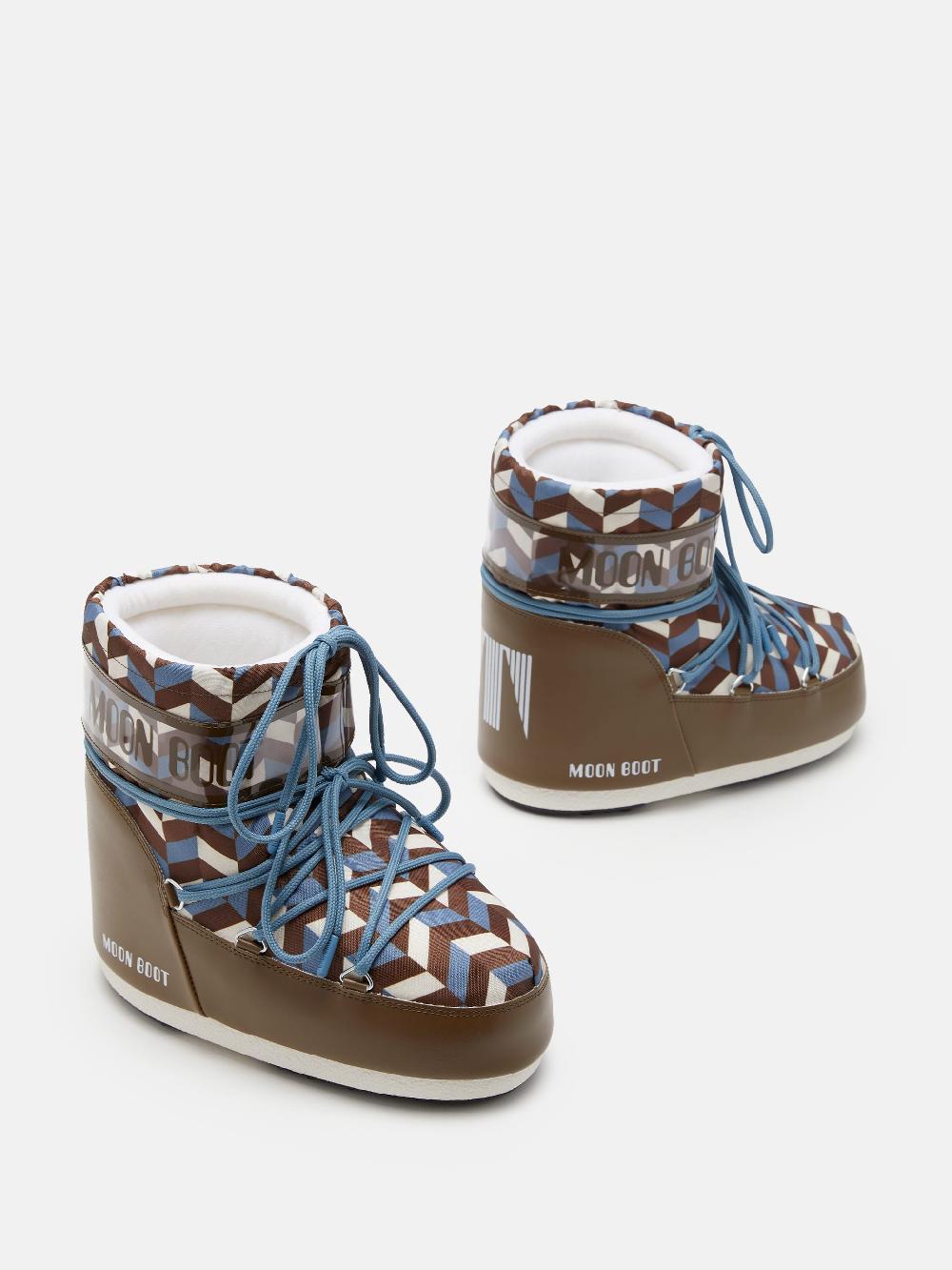 Moon Boot ICON LOW MARRONE CON STAMPA OPTICAL Qualità Garantita