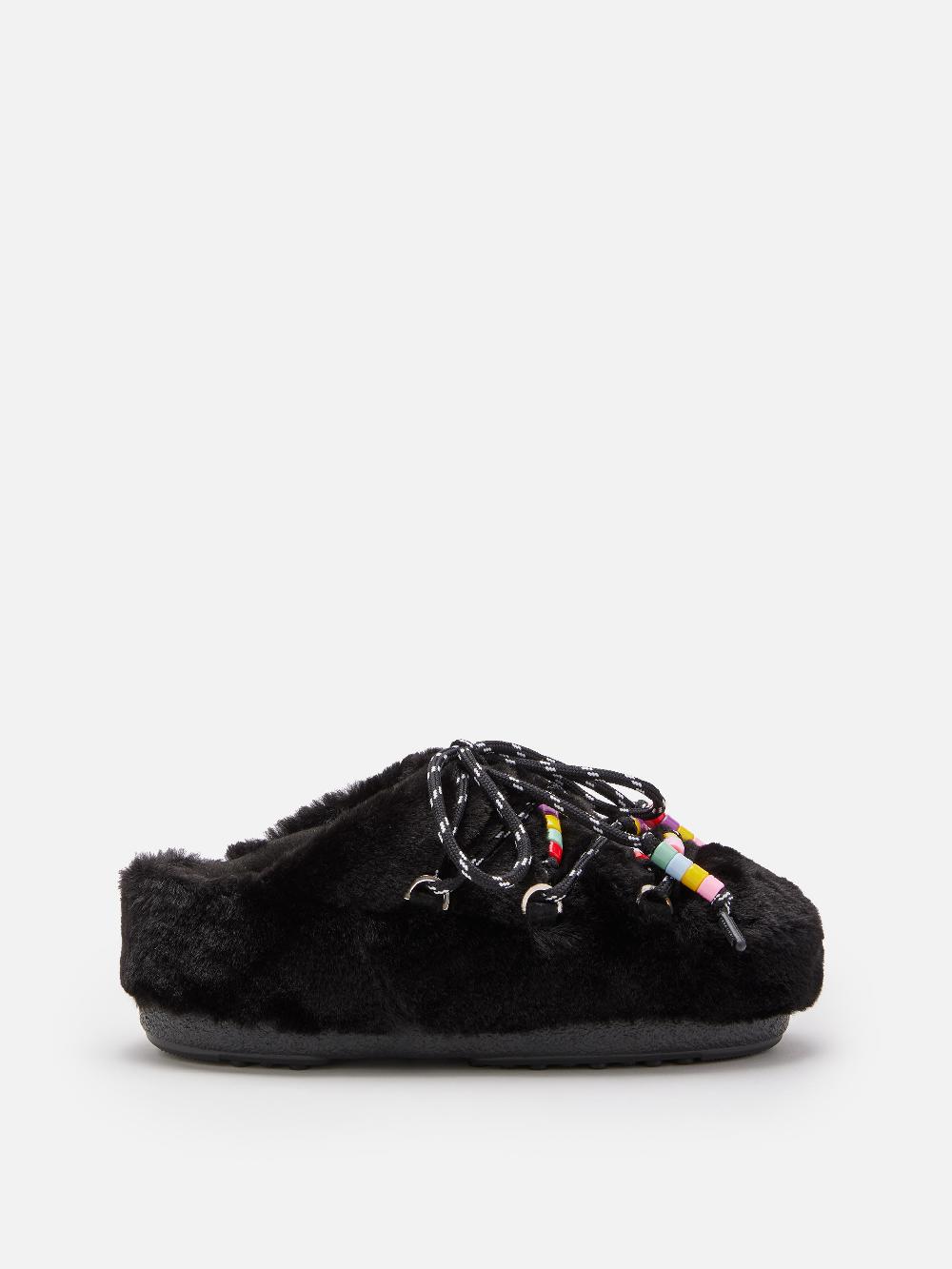 Moon Boot MULE FAUX-FUR BEADS NERO Italia