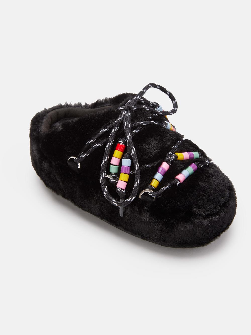Moon Boot MULE FAUX-FUR BEADS NERO Italia