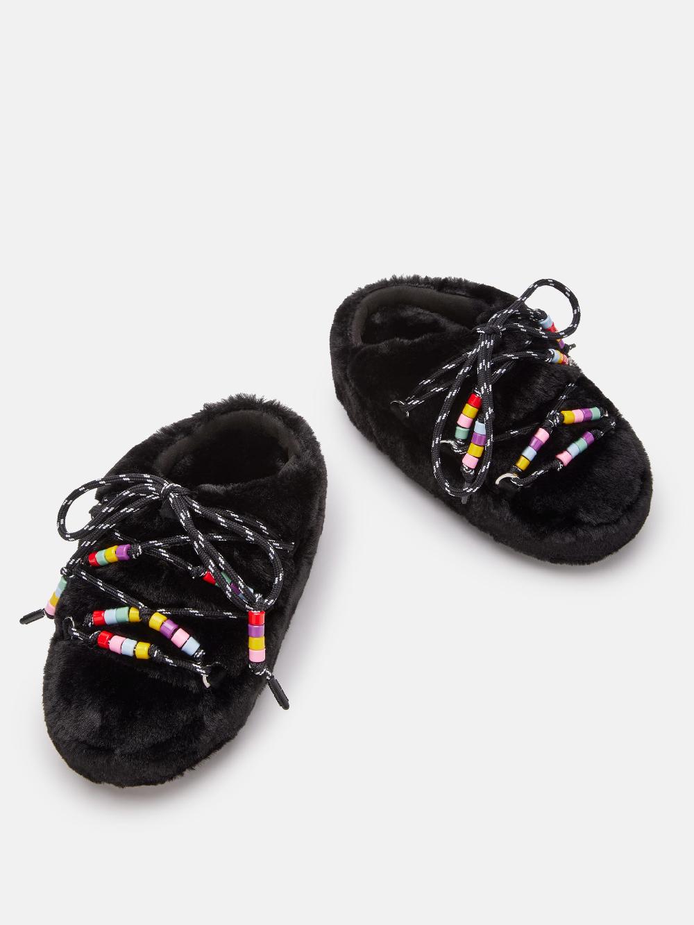 Moon Boot MULE FAUX-FUR BEADS NERO Italia